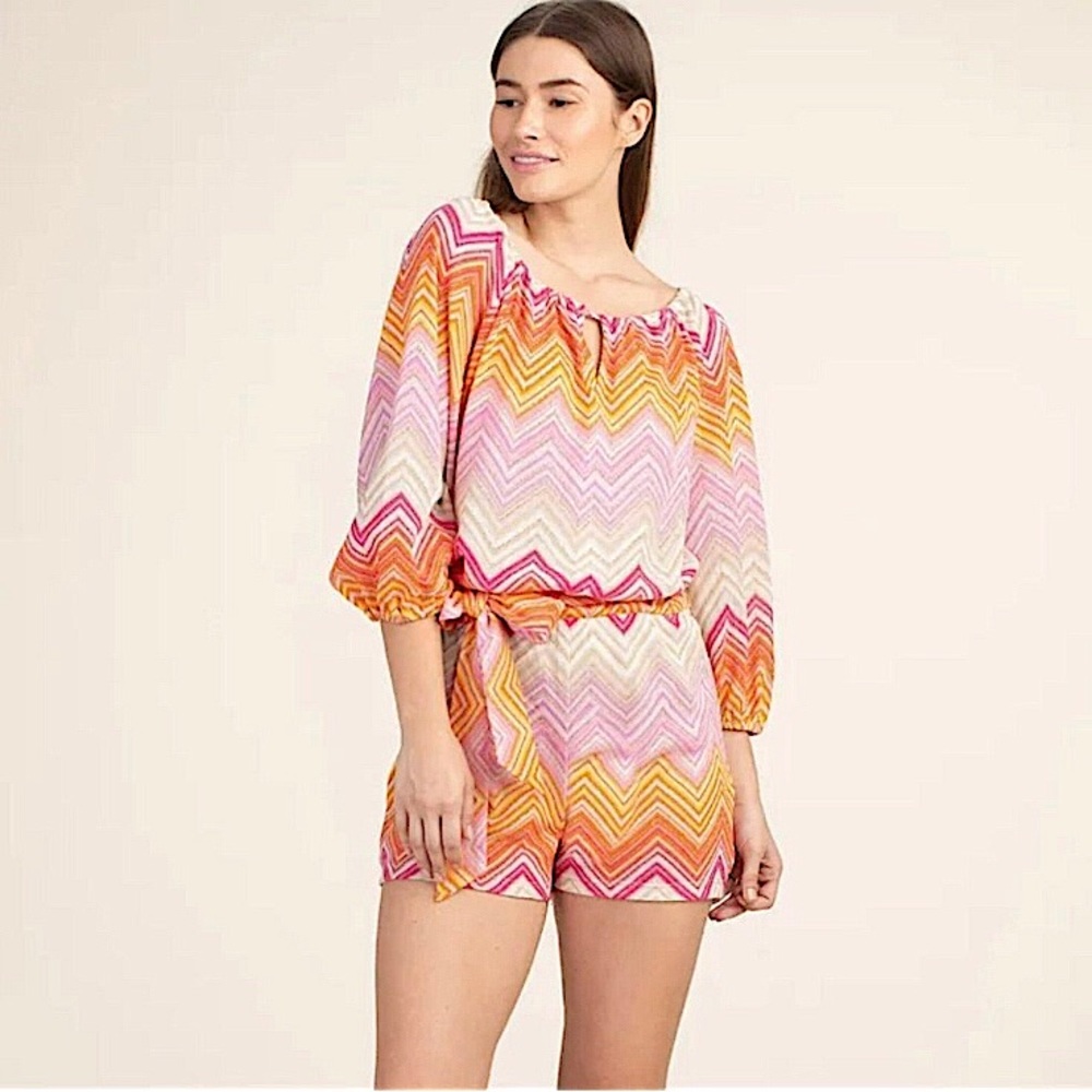 NWT Trina Turk Multicolor 3/4 Sleeve Exploration Romper